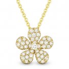 Flower Charm Round Brilliant Cut Diamond Pave Pendant 14k Yellow Gold Necklace Flower Charm Round Brilliant Cut Diamond Pave Pendant 14k Yellow Gold Necklace