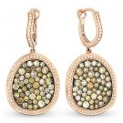 3.07ct Fancy & White Diamond Dangling Drop Earrings Two-tone 14k Rose Black Gold