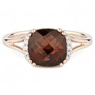 3.27ct Checkerboard Cut Garnet Round Diamond Engagement 14k Rose Pink Gold Ring 3.27ct Checkerboard Cut Garnet Round Diamond Engagement 14k Rose Pink Gold Ring