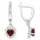 Cubic Zirconia CZ 925 Sterling Silver Rhodium Dangling Birthstone Heart Earrings