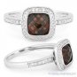 2.27 ct Garnet Gem & Round Cut Diamond Pave Halo Engagement 14k White Gold Ring
