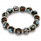 Lampwork Beaded Murano Glass Bead Flower Bracelet Black Lampwork Beaded Murano Glass Bead Flower Bracelet Black