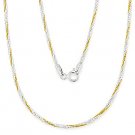 925 Sterling Silver 14k Yellow Gold Twist-Rope Boston Link Chain Necklace Italy