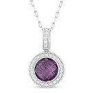 1.46ct Checkerboard Purple Amethyst Diamond Halo Pendant 14k White Gold Necklace 1.46ct Checkerboard Purple Amethyst Diamond Halo Pendant 14k White Gold Necklace
