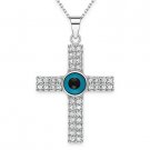 Evil Eye Bead & Cross Pendant Turkish Nazar Greek Charm Sterling Silver Necklace Evil Eye Bead & Cross Pendant Turkish Nazar Greek Charm Sterling Silver Necklace