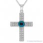 Evil Eye Bead & Cross Pendant Turkish Nazar Greek Charm Sterling Silver Necklace