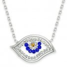 Evil Eye Hamsa Turkish Nazar Greek Pendant Sterling Silver Faux Diamond Necklace Evil Eye Hamsa Turkish Nazar Greek Pendant Sterling Silver Faux Diamond Necklace