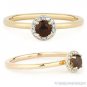 0.41 ct Round Cut Garnet Diamond Halo Setting Right-Hand Ring in 14k Rose Gold