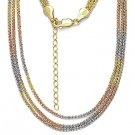 925 Sterling Silver 14k Yellow Rose Gold Popcorn Link Rope Multi-Chain Necklace 925 Sterling Silver 14k Yellow Rose Gold Popcorn Link Rope Multi-Chain Necklace