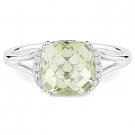 2.37ct Cushion Cut Amethyst Gemstone & Round Cut Diamond Ring in 14k White Gold