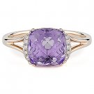 2.22ct Checkerboard Cushion Cut Amethyst & Round Cut Diamond Ring 14k Rose Gold 2.22ct Checkerboard Cushion Cut Amethyst & Round Cut Diamond Ring 14k Rose Gold