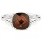 3.00ct Checkerboard Cushion Cut Garnet Round Cut Diamond Ring in 14k White Gold