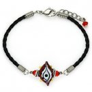 Evil Eye Lampwork Glass Bead Greek Turkish Nazar Hamsa Beaded Leather Bracelet Evil Eye Lampwork Glass Bead Greek Turkish Nazar Hamsa Beaded Leather Bracelet