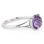 2.40ct Cushion Cut Amethyst Gemstone & Round Cut Diamond Ring in 14k White Gold