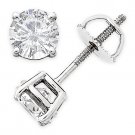 3.00ct Round Brilliant Cut Moissanite 14k Gold Stud Earrings Charles and Colvard