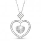Heart Charm Micro-Pave Cubic Zirconia Crystal Necklace Pendant Sterling Silver Heart Charm Micro-Pave Cubic Zirconia Crystal Necklace Pendant Sterling Silver