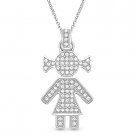 It's A Girl Baby Child Celebration Charm CZ Crystal Pave Sterling Silver Pendant It's A Girl Baby Child Celebration Charm CZ Crystal Pave Sterling Silver Pendant