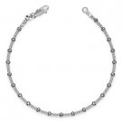 .925 Italy Sterling Silver Black Rhodium Bead Mesh Link Italian Chain Bracelet