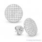 Circle Stud Earrings Sterling Silver Micro-Pave Cubic Zirconia CZ Crystal Studs