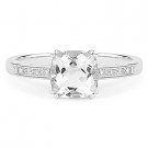 1.93ct Cushion Cut White Topaz Round Cut Diamond Engagement Ring 14k White Gold 1.93ct Cushion Cut White Topaz Round Cut Diamond Engagement Ring 14k White Gold