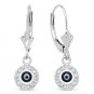 Evil Eye Bead Turkish Nazar Greek Circle Charm Dangling Drop Earrings 14k Gold