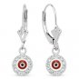Evil Eye Bead Turkish Nazar Greek Circle Charm Dangling Drop Earrings 14k Gold