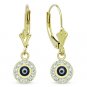 Evil Eye Bead Turkish Nazar Greek Circle Charm Dangling Drop Earrings 14k Gold
