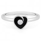 0.07ct Solitaire Round Cut Diamond Enamel Heart Promise Ring 14k White Gold 0.07ct Solitaire Round Cut Diamond Enamel Heart Promise Ring 14k White Gold