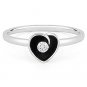 0.07ct Solitaire Round Cut Diamond Enamel Heart Promise Ring 14k White Gold