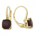 2.43ct Cushion Garnet Gem Diamond Leverback Dangling Earrings in 14k Yellow Gold 2.43ct Cushion Garnet Gem Diamond Leverback Dangling Earrings in 14k Yellow Gold