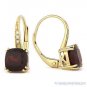 2.43ct Cushion Garnet Gem Diamond Leverback Dangling Earrings in 14k Yellow Gold
