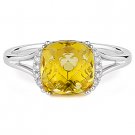 2.46ct Cushion Cut Citrine Gemstone & Round Cut Diamond Ring in 14k White Gold 2.46ct Cushion Cut Citrine Gemstone & Round Cut Diamond Ring in 14k White Gold