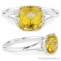 2.46ct Cushion Cut Citrine Gemstone & Round Cut Diamond Ring in 14k White Gold