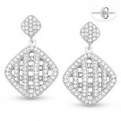 Micro-Pave Cubic Zirconia CZ Crystal Dangling Drop .925 Sterling Silver Earrings Micro-Pave Cubic Zirconia CZ Crystal Dangling Drop .925 Sterling Silver Earrings