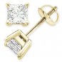 3.80ct Square Princess Cut Moissanite 14k Gold Stud Earrings Charles and Colvard