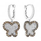 3.43ct Round Cut CZ Crystal Pave Dangling 925 Sterling Silver Butterfly Earrings 3.43ct Round Cut CZ Crystal Pave Dangling 925 Sterling Silver Butterfly Earrings