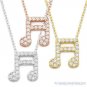 Beamed Music Note Charm Pendant Cubic Zirconia CZ .925 Sterling Silver Necklace