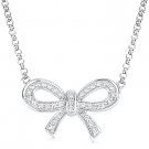 0.11 ct Round Brilliant Cut Diamond Ribbon Charm Necklace Pendant 14k White Gold 0.11 ct Round Brilliant Cut Diamond Ribbon Charm Necklace Pendant 14k White Gold