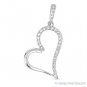0.09 ct Round Brilliant Cut Diamond Heart Charm Necklace Pendant 14k White Gold
