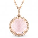 4.76 ct Cushion Cut Pink Amethyst & Diamond Halo Pendant 14k Rose Gold Necklace 4.76 ct Cushion Cut Pink Amethyst & Diamond Halo Pendant 14k Rose Gold Necklace