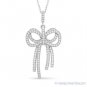 Ribbon Charm Micro-Pave Cubic Zirconia CZ Crystal Pendant in 925 Sterling Silver