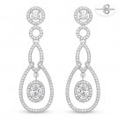 925 Sterling Silver Cubic Zirconia CZ Crystal Halo Pave Dangling / Drop Earrings 925 Sterling Silver Cubic Zirconia CZ Crystal Halo Pave Dangling / Drop Earrings