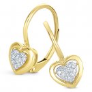 0.09ct Round Cut Diamond Dangling Heart Charm Leverback Earrings 14k Yellow Gold 0.09ct Round Cut Diamond Dangling Heart Charm Leverback Earrings 14k Yellow Gold