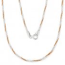 925 Sterling Silver 14k Rose Gold Twist-Rope Boston Cardano Chain Necklace Italy 925 Sterling Silver 14k Rose Gold Twist-Rope Boston Cardano Chain Necklace Italy