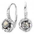 1.09ct Smoky Topaz Round Cut Diamond Leverback Dangling Earrings 14k White Gold 1.09ct Smoky Topaz Round Cut Diamond Leverback Dangling Earrings 14k White Gold