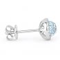 1.45ct Checkerboard Blue Topaz Round Cut Diamond Stud Earrings in 14k White Gold