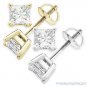 1.30ct Square Princess Cut Moissanite 14k Gold Stud Earrings Charles and Colvard