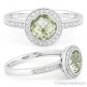1.45ct Checkerboard Green Amethyst Round Cut Diamond Halo Ring 14k Gold Setting