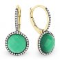 4.36ct Agate White Topaz Gem Doublet Diamond Leverback 14k Yellow Gold Earrings