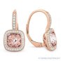 3.36ct Pink Amethyst Round Cut Diamond Dangling Leverback Earrings 14k Rose Gold